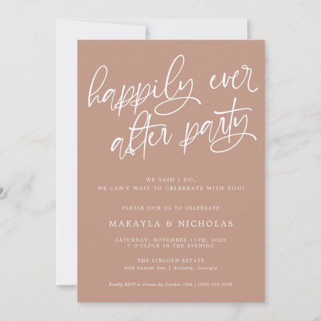 Invitation Fête de réception de mariage rose heureuse pour to (Devant)