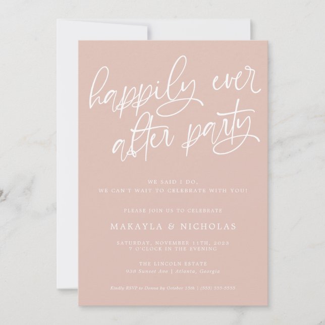 Invitation Fête de réception de mariage rose pour toujours he (Devant)