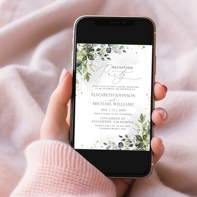 Invitation Fête de réception verte Eucalyptus (Créateur téléchargé)