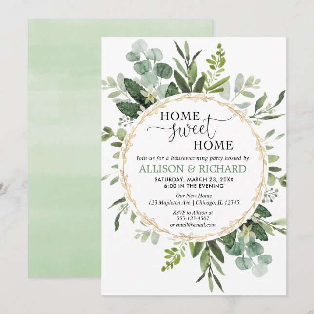 Invitation Fête de réchauffement de l'eucalyptus vert (Devant / Derrière)