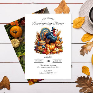 Invitation Fête de récolte avec la Turquie Thanksgiving Invit