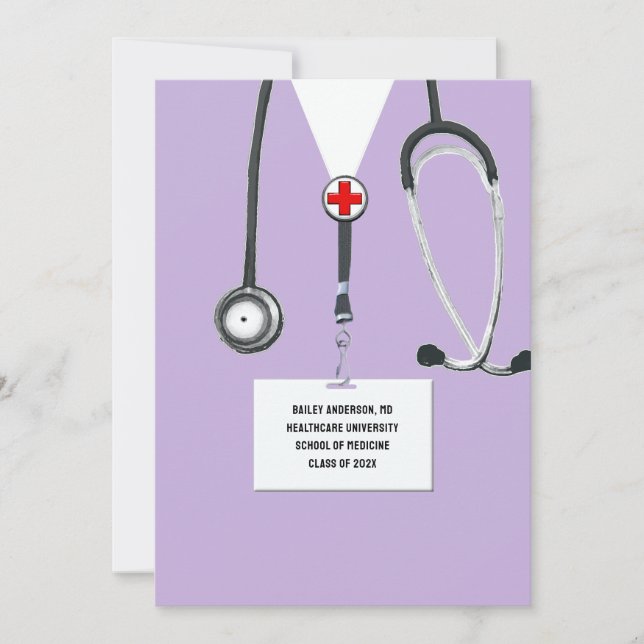Invitation Fête de remise de diplôme de médecin (Devant)