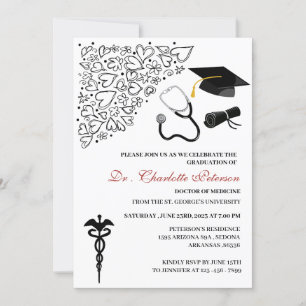 Invitation Fête de remise de diplôme de médecin avec doodle m