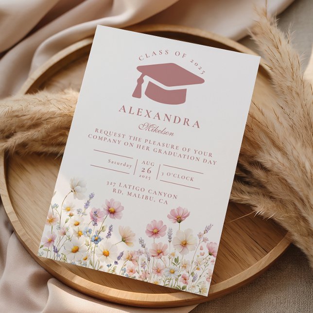 Invitation Fête de remise de diplôme Florale Coquette Blush (Créateur téléchargé)