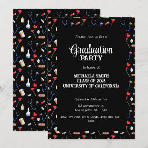 Invitation Fête de remise de diplôme sur le thème de docteur
