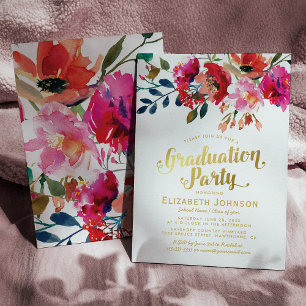 Invitation Fête de remise de diplômes à l'aquarelle florale é