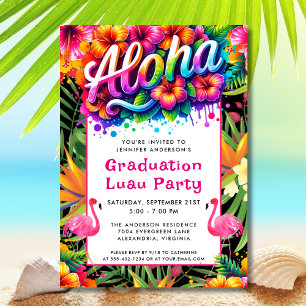 Invitation Fête de remise de diplômes Aloha Tropical Flamingo