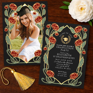 Invitation Fête de remise de diplômes Art nouveau au pavot ro