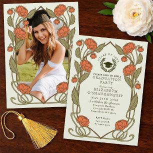 Invitation Fête de remise de diplômes Art nouveau élégante pi