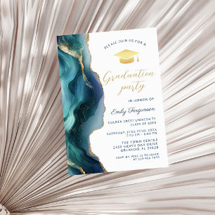 Invitation Fête de remise de diplômes avec billes en verre bl