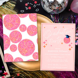 Invitation Fête de remise de diplômes avec boule à facettes r
