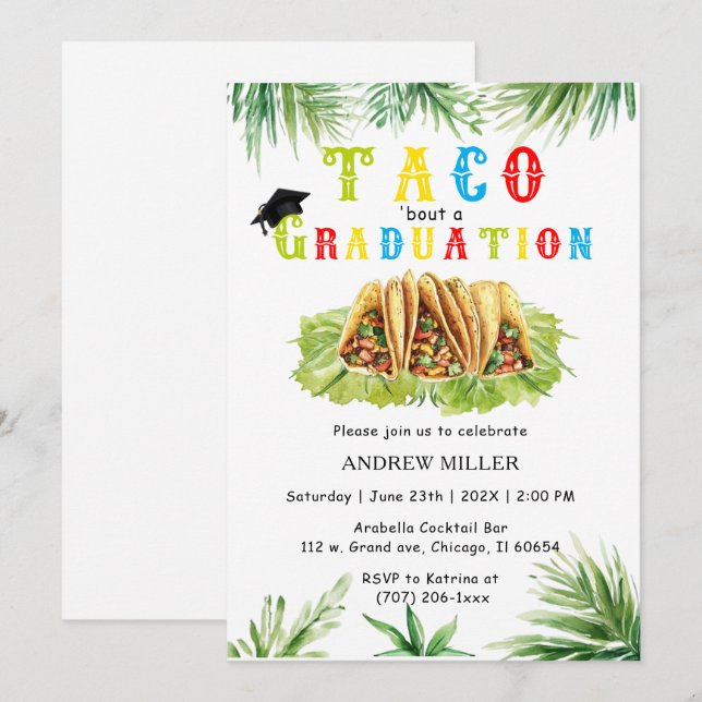 Invitation Fête de Remise de Diplômes avec des Tacos  (Devant / Derrière)