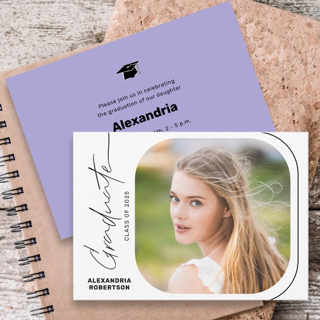 Invitation Fête de remise de diplômes avec photo et écriture  (Créateur téléchargé)