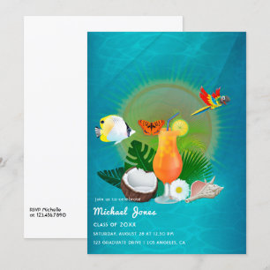 Invitation Fête de remise de diplômes Cocktail Tropical