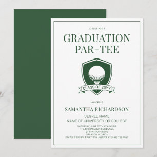 Invitation Fête de remise de diplômes de golf élégante verte 