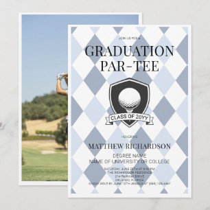 Invitation Fête de remise de diplômes de golf photo noir bleu