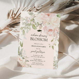 Invitation Fête de remise de diplômes élégante aux fleurs ros