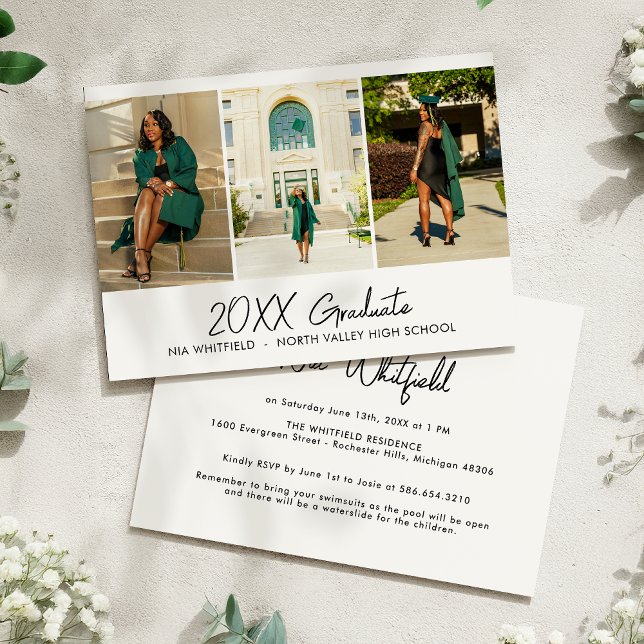 Invitation Fête de remise de diplômes en collage photo minima (Créateur téléchargé)