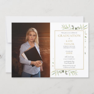 Invitation Fête de remise de diplômes florale aquarelle avec