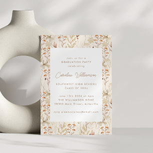 Invitation Fête de remise de diplômes florale de fleurs de pr