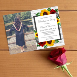 Invitation Fête de remise de diplômes florale Rose Tournesol