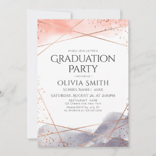 Invitation Fête de remise de diplômes géométrique à l'aquarel