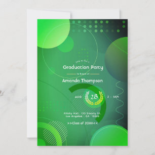 Invitation Fête de remise de diplômes géométrique verte et no