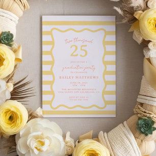 Invitation Fête de Remise de Diplômes Jaune Amusante Cabane a