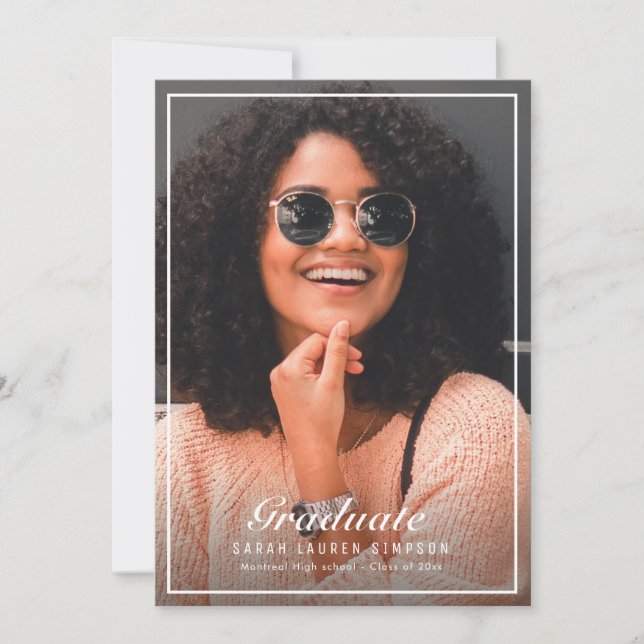 Invitation Fête de remise de diplômes photo à double face enc (Devant)