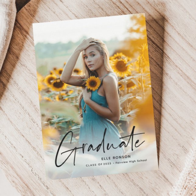 Invitation Fête de remise de diplômes Photo Script Moderne 2 (Créateur téléchargé)