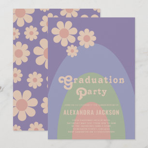 Invitation Fête de remise de diplômes rétro vintage florale p