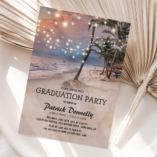 Invitation Fête de remise de diplômes Tropical Vintage Beach
