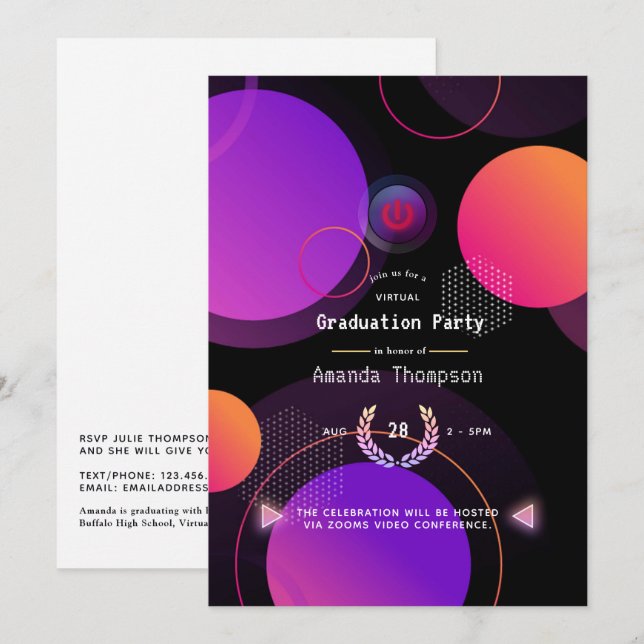 Invitation Fête de remise de diplômes virtuelle géométrique l (Devant / Derrière)