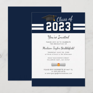 Invitation Fête de remise des diplômes 2026 Bleu marine