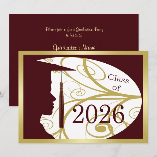 Invitation Fête de remise des diplômes 2026 silhouette d'homm (Devant / Derrière)
