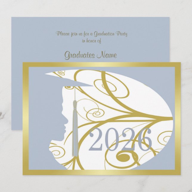 Invitation Fête de remise des diplômes 2026 Silhouette d'homm (Devant / Derrière)