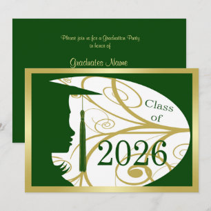 Invitation Fête de remise des diplômes 2026 Silhouette Verte