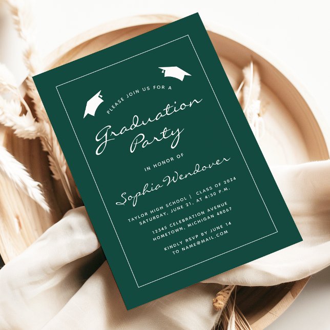 Invitation Fête de remise des diplômes 2026 vert classique av (Créateur téléchargé)