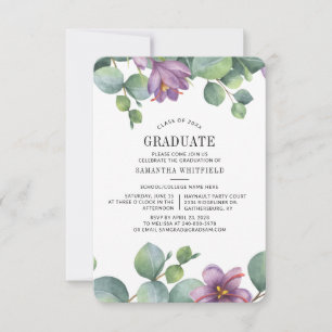 Invitation Fête de remise des diplômes au eucalyptus aquarell