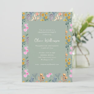 Invitation Fête de remise des diplômes aux fleurs d'aquarelle