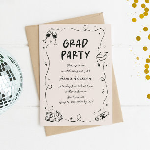 Invitation Fête de remise des diplômes avec gribouillages des