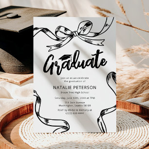 Invitation Fête de remise des diplômes avec nœud papillon mod