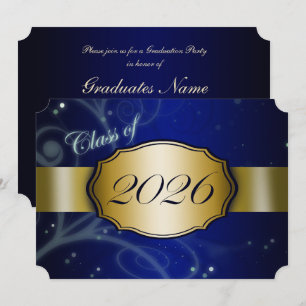Invitation Fête de remise des diplômes Bleu et Or 2026