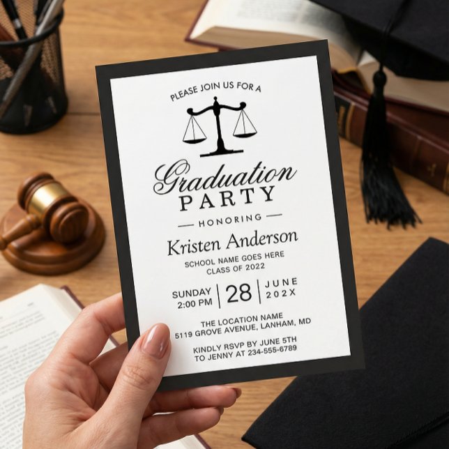 Invitation Fête de remise des diplômes de l'école de droit Sc (Créateur téléchargé)