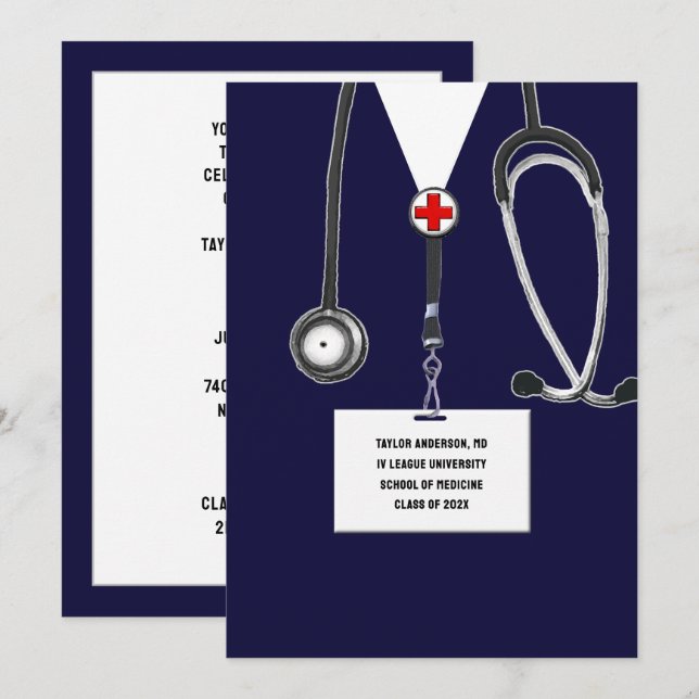 Invitation Fête de remise des diplômes de l'école de médecine (Devant / Derrière)