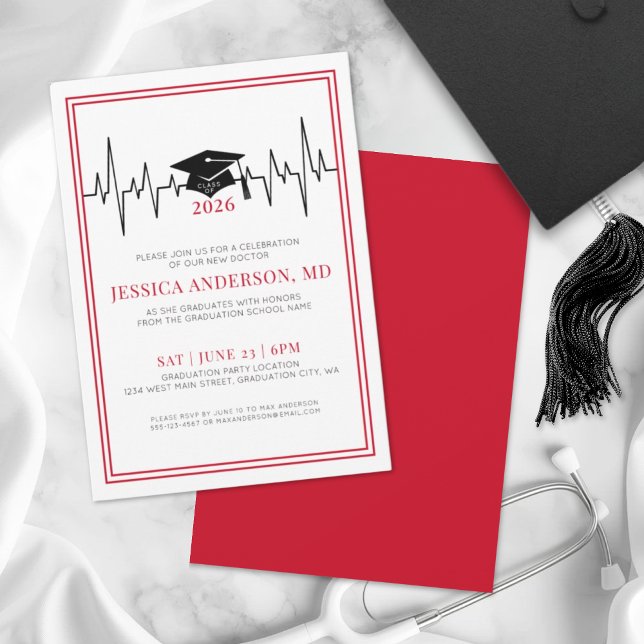 Invitation Fête de Remise des Diplômes de l'École d'Infirmièr (Medical Doctor Nursing School Graduation Party Invitation)