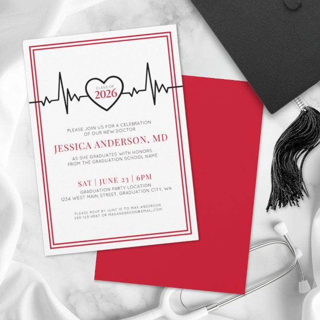 Invitation Fête de Remise des Diplômes de l'École d'Infirmièr (Doctor Nursing Medical School Graduation Party Invitation )