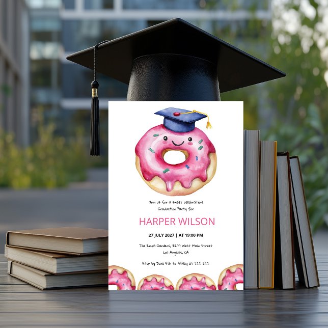 Invitation Fête de remise des diplômes Donut Sucré (Créateur téléchargé)