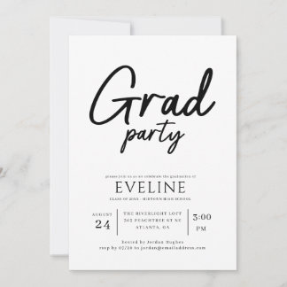 Invitation Fête de Remise des Diplômes Écriture Moderne