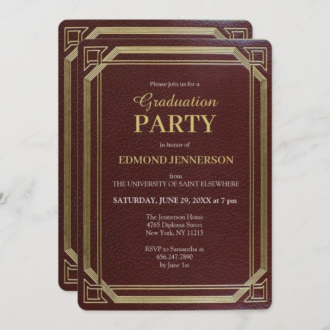 Invitation Fête de remise des diplômes élégante et formelle B (Devant / Derrière)